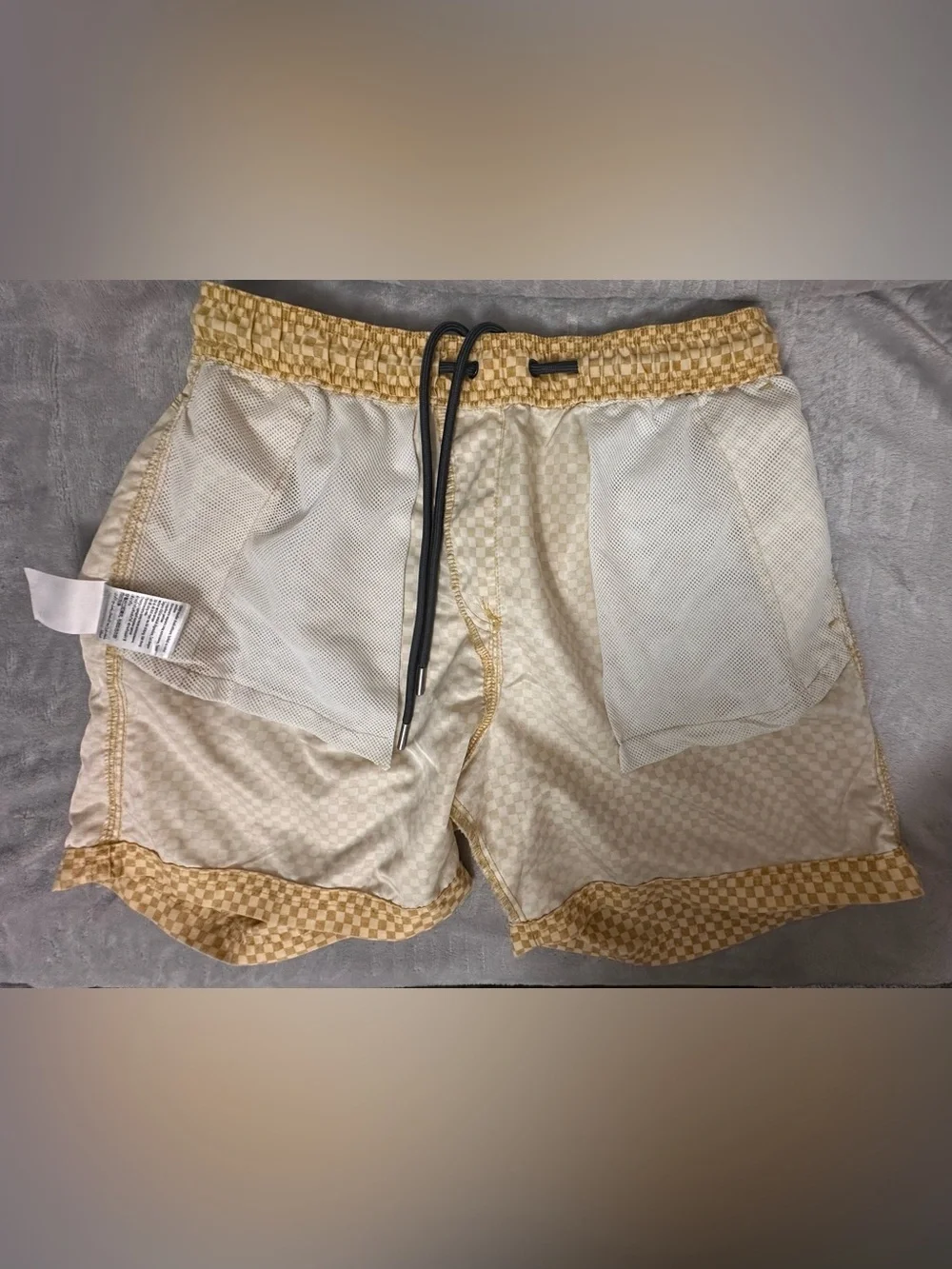 Cotton On Kahuna Shorts Yellow Checkered Swim Trunks Size S